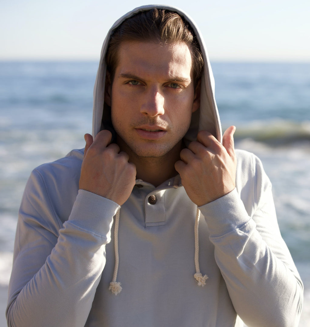 Men's Henley Style Bamboo Viscose Fleece Hoodie