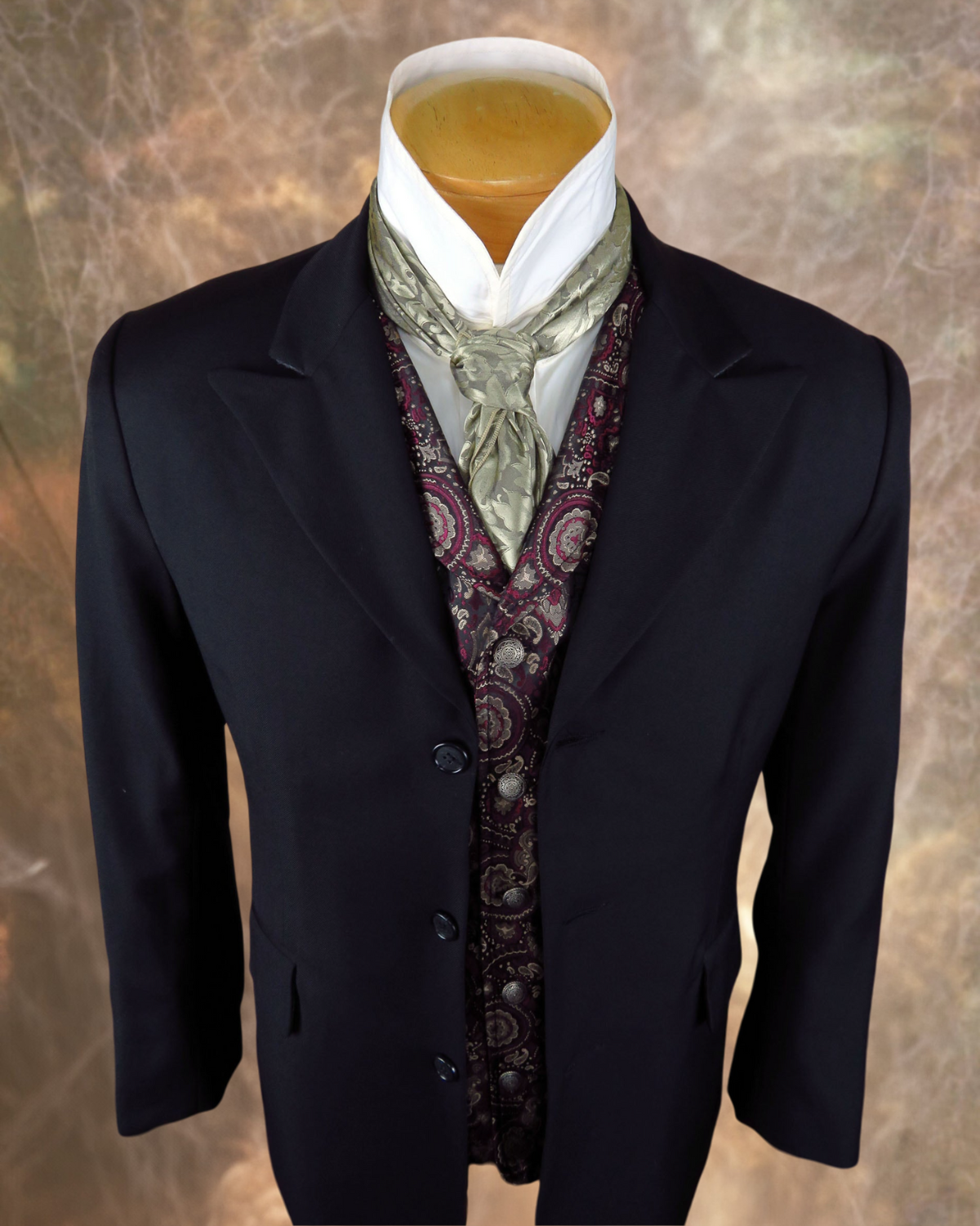 Men's Town Coat - Black Gabardine Wool - Western Cut Blazer